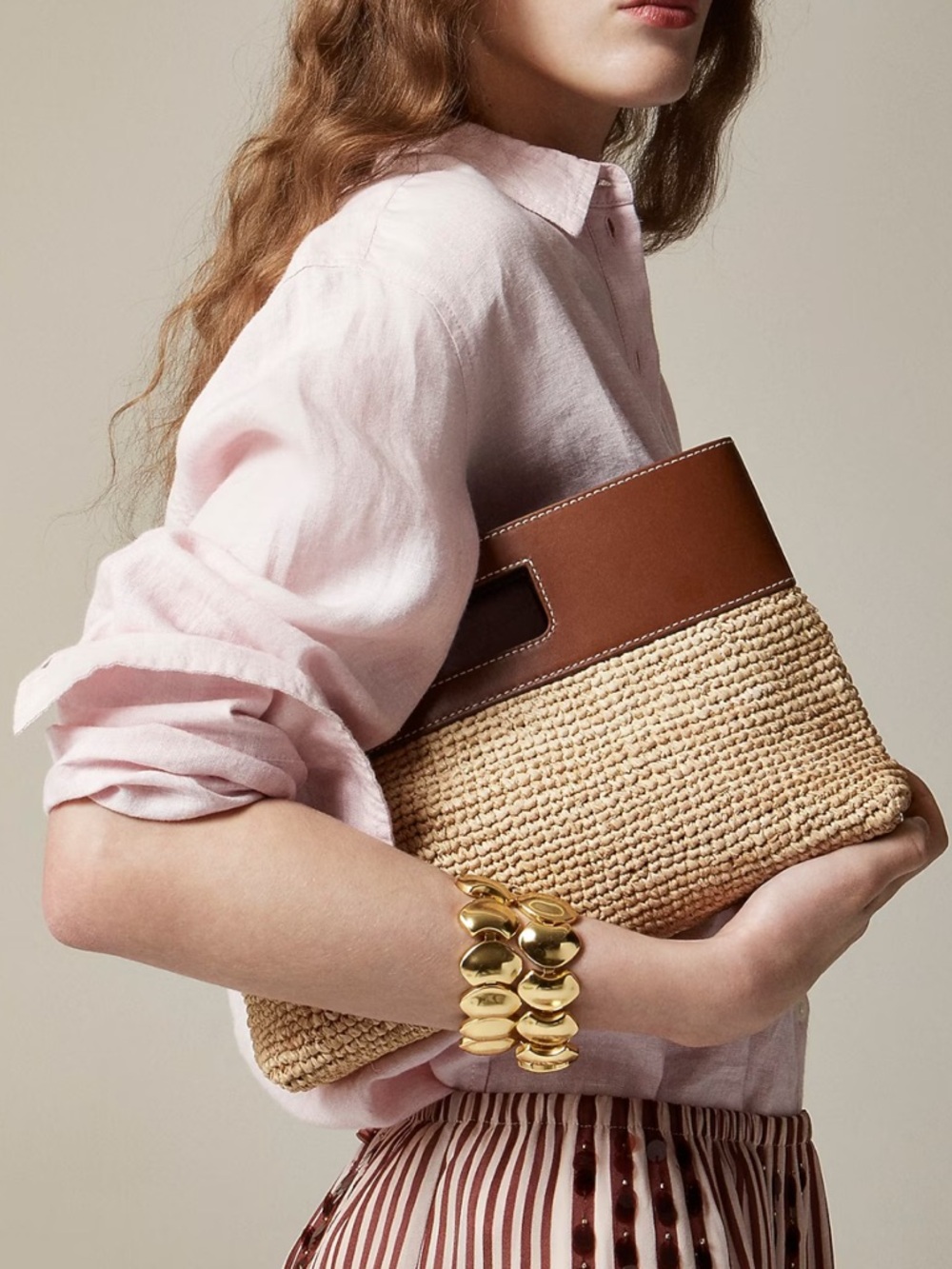 Raffia rectangular clutch